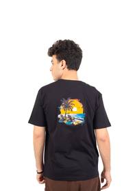 Palm Sunset printed T-shirts — Black thumbnail