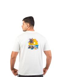 Palm Sunset printed T-shirts — White thumbnail