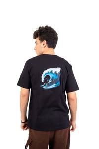Blue Wave Printed T-shirts — black thumbnail