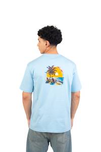 Palm Sunset printed T-shirts — Baby Blue thumbnail